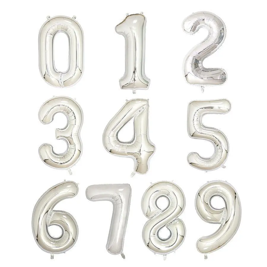16" Number Foil Balloon - Silver (Air-Filled only)