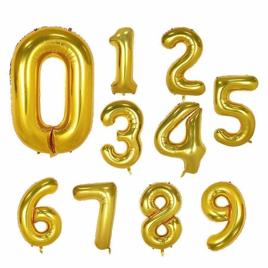 16" Number Foil Balloon - Gold (Air-Filled only)
