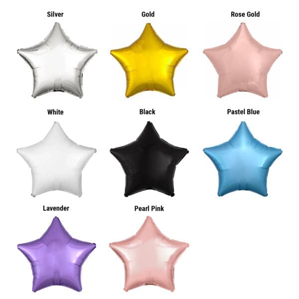 Anagram Metallic Stars Colours Helium Foil Balloon