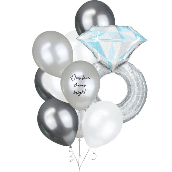 Grande Platinum Diamond Ring Helium Balloon Bouquet