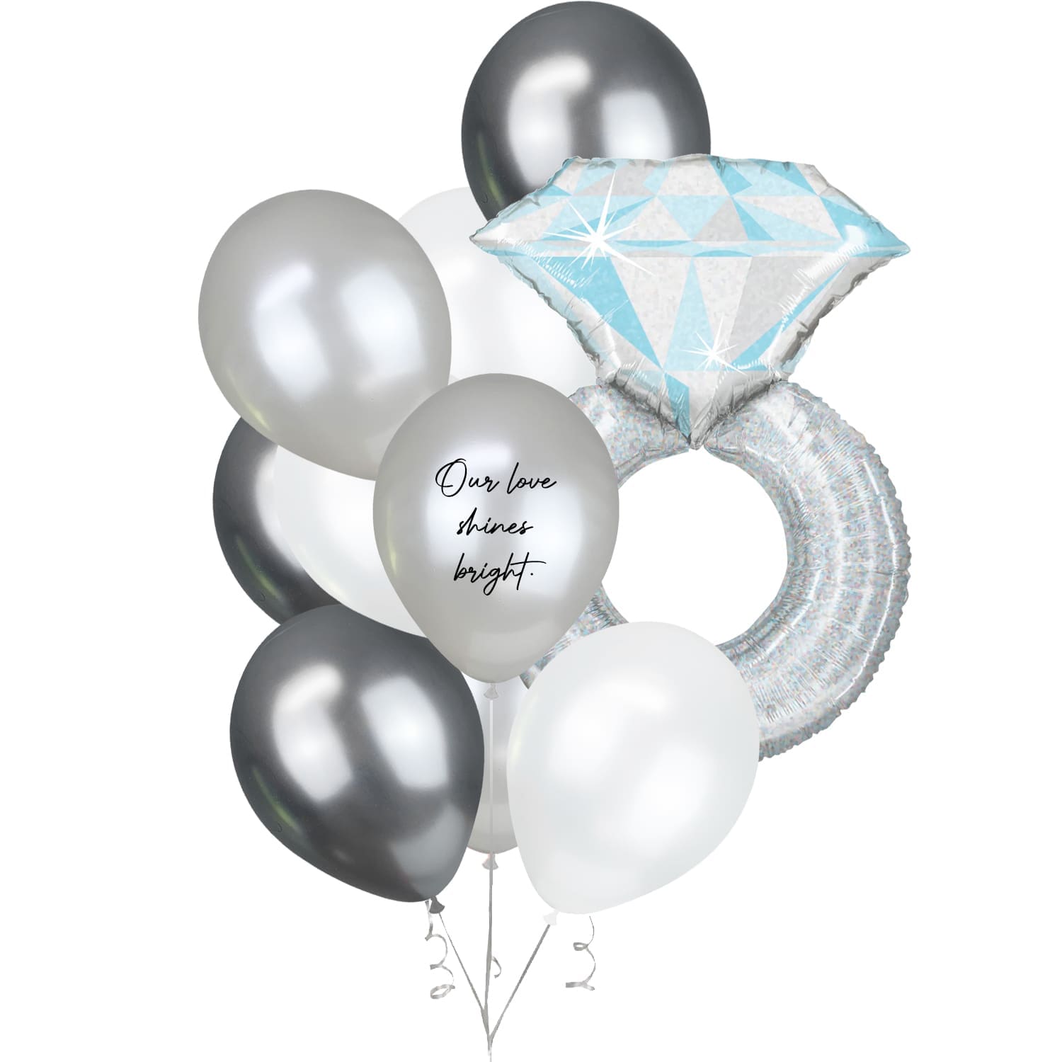 Grande Platinum Diamond Ring Helium Balloon Bouquet