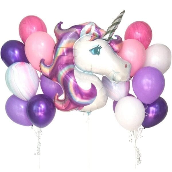 Unicorn Balloon Bouquet Helium - Pastel Purple