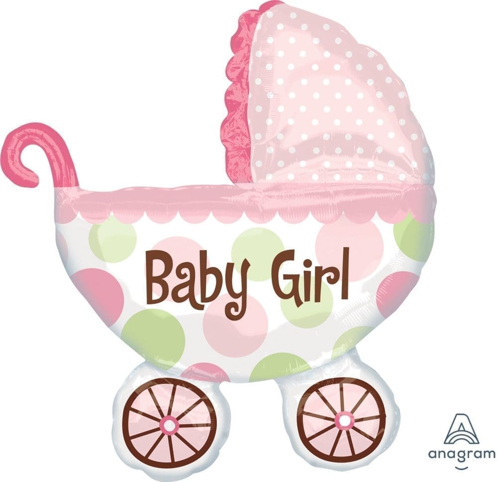 Baby Girl Buggy Foil Balloon (incl. Helium)