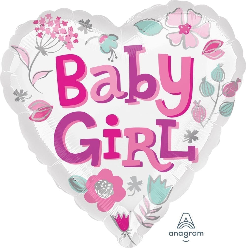 Baby Girl Heart Foil Balloon (incl. Helium)