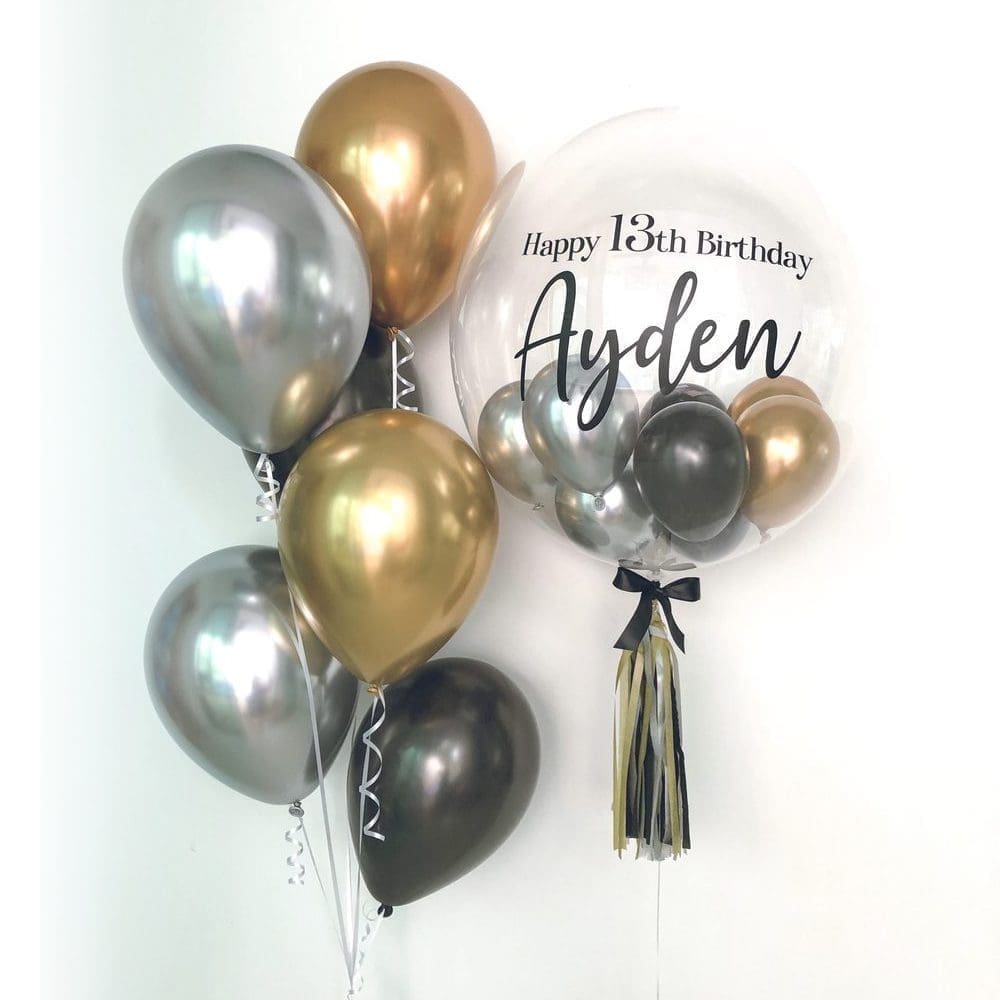 Premium Balloon Decoration - Deluxe Chrome Bubble Balloon Bouquet