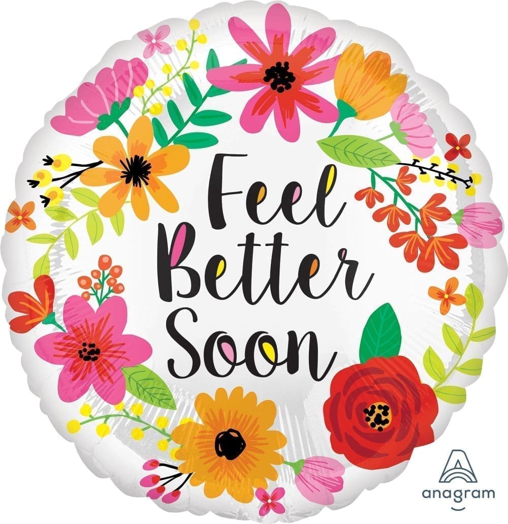 Feel Better Soon Foil Balloon - Floral Wreath (incl. Helium)