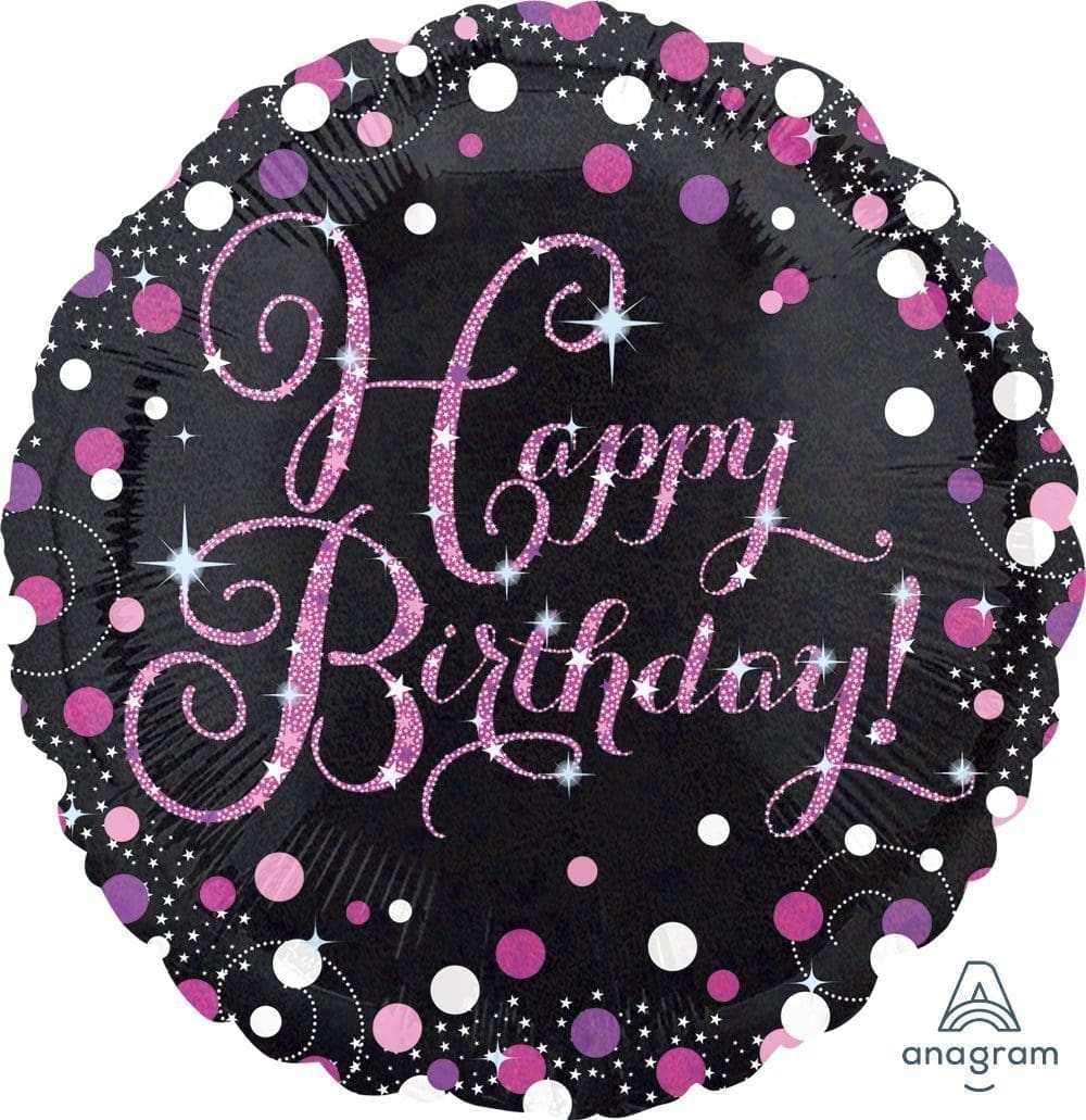Happy Birthday Foil Balloon - Pink Celebration (incl. Helium)
