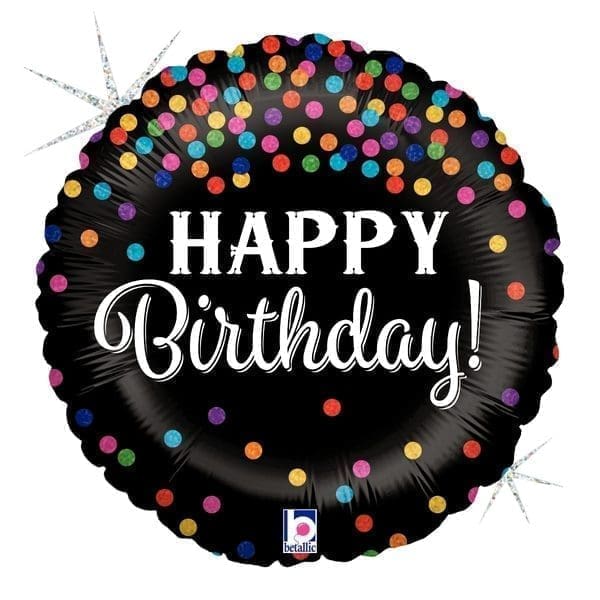 Happy Birthday Foil Balloon - Glittering Confetti (incl. Helium)