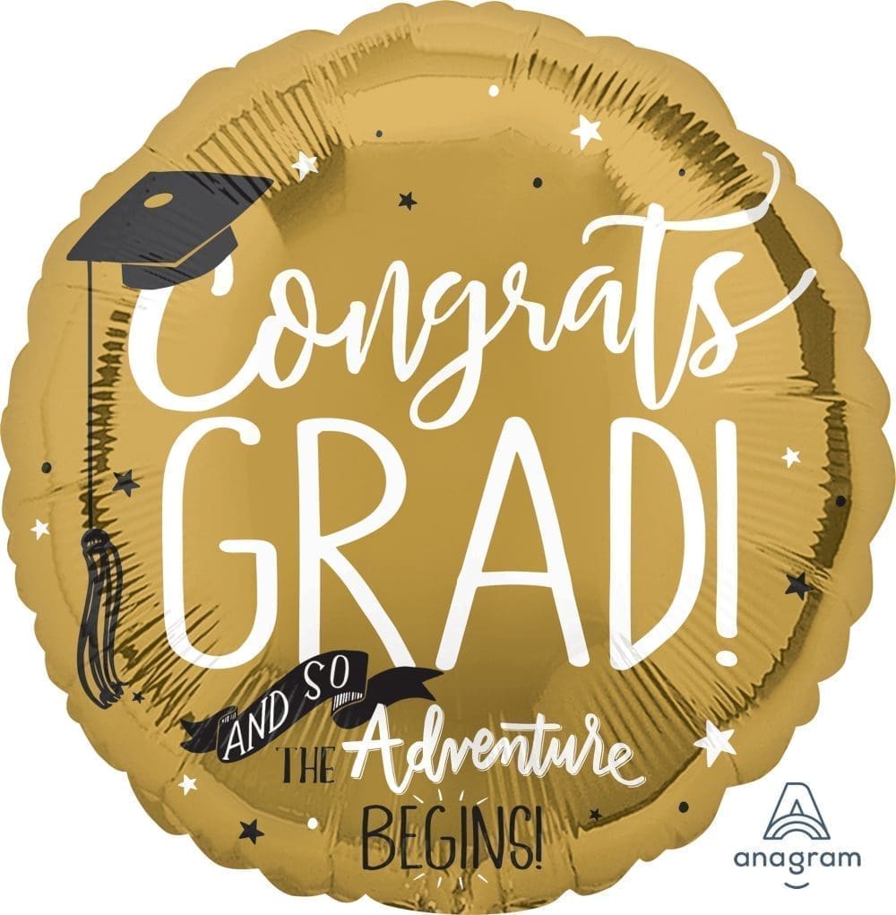 The Adventure Begins Graduation Foil Balloon (Incl. Helium)