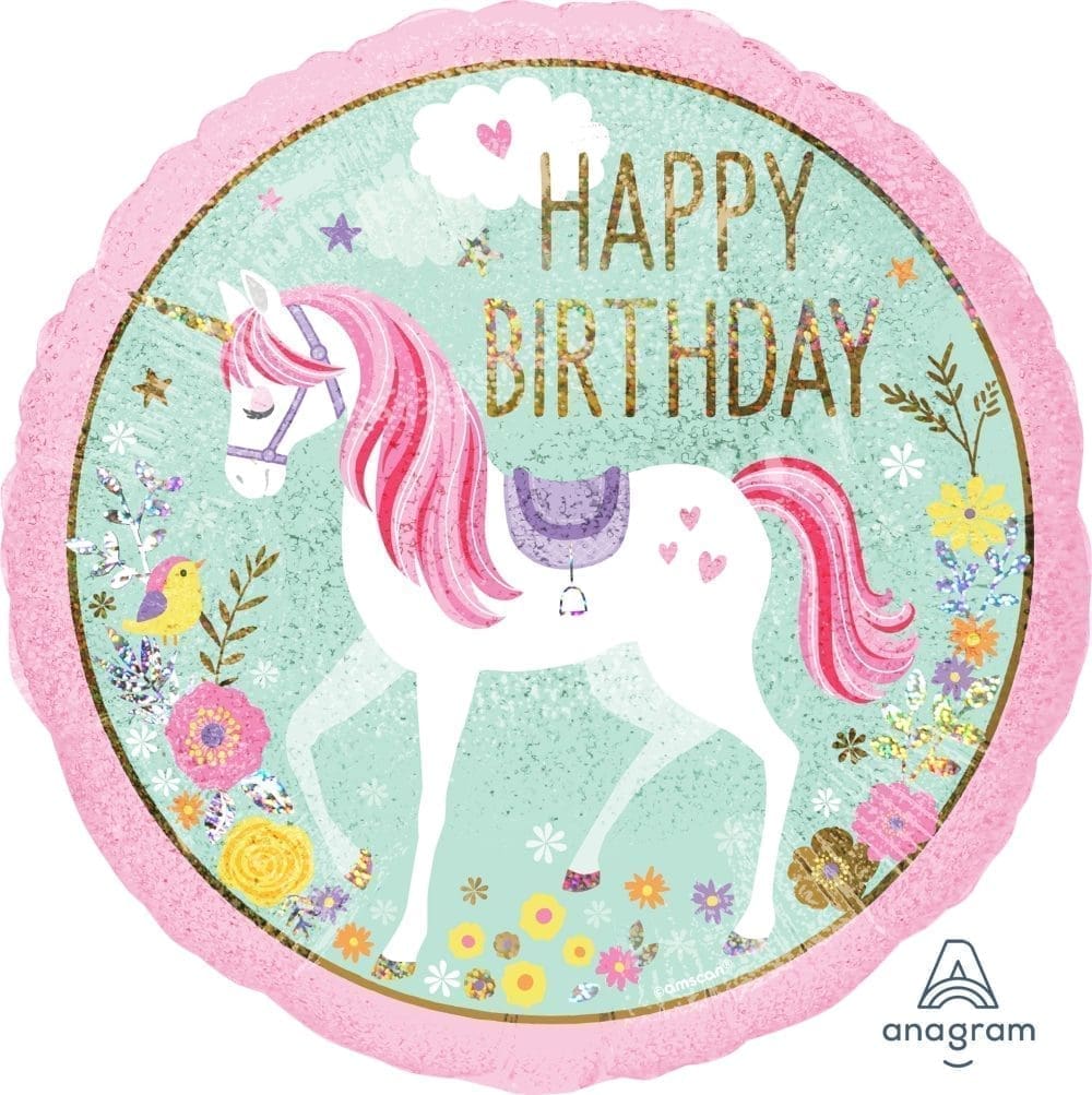 Magical Unicorn Happy Birthday Foil Balloon (Incl. Helium)