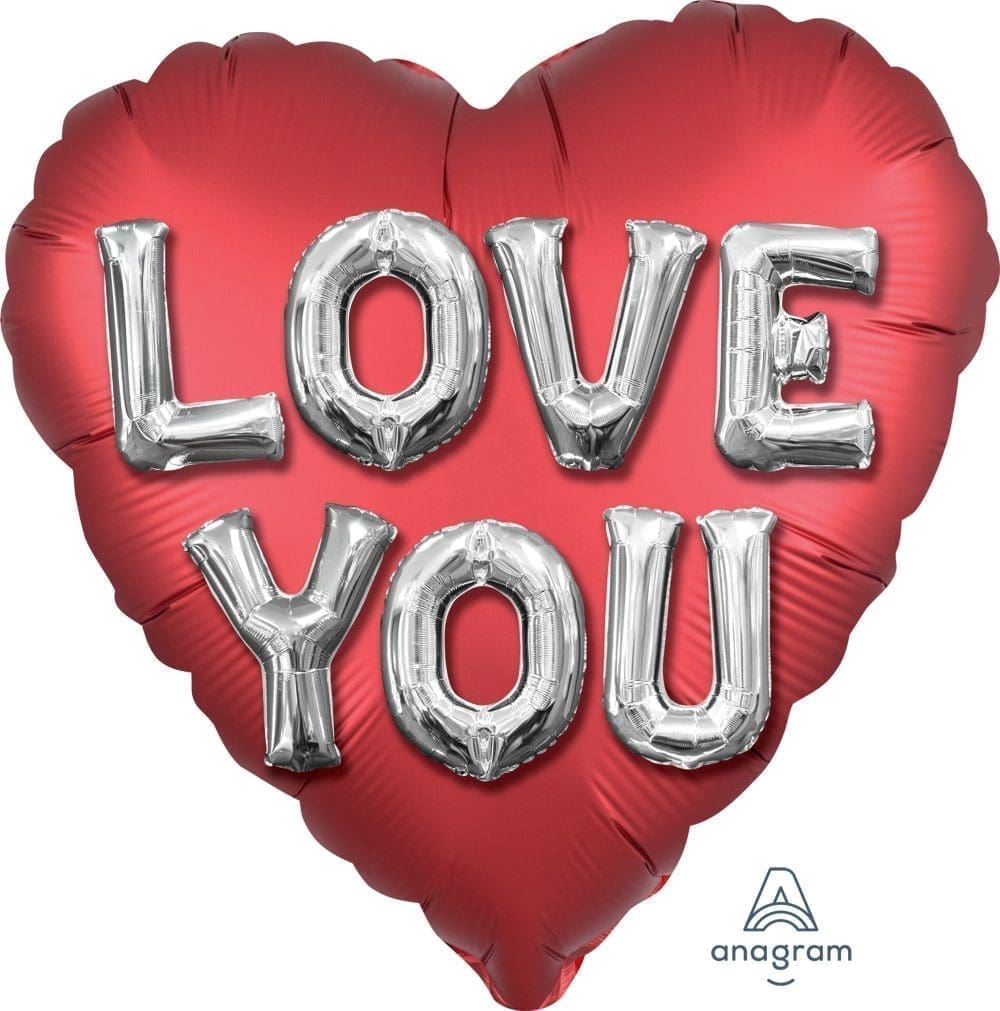 Satin Love You Balloon Letters Foil Balloon (Incl. Helium)