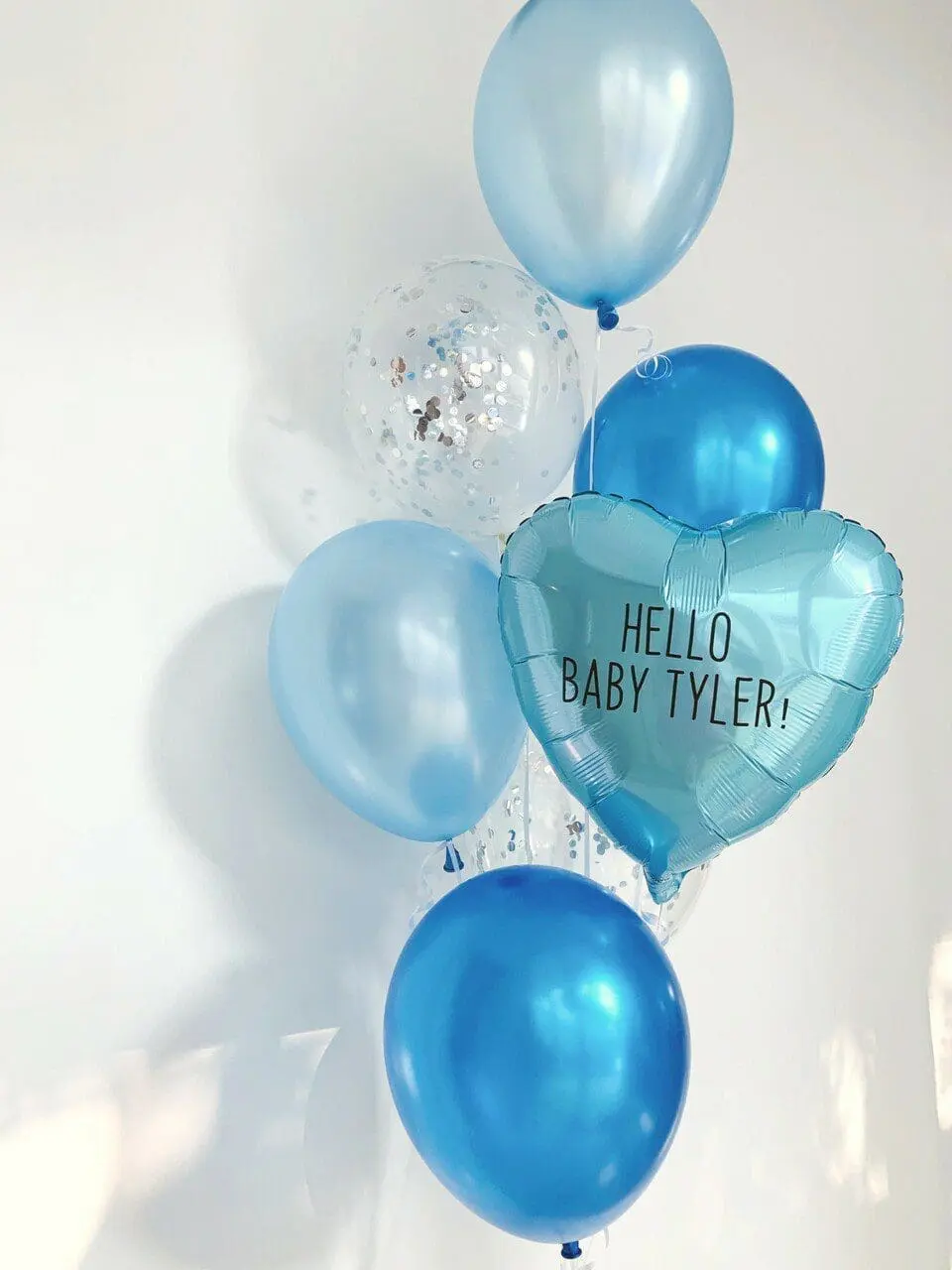 Metallic Heart Balloon Bouquet - Pastel Blue