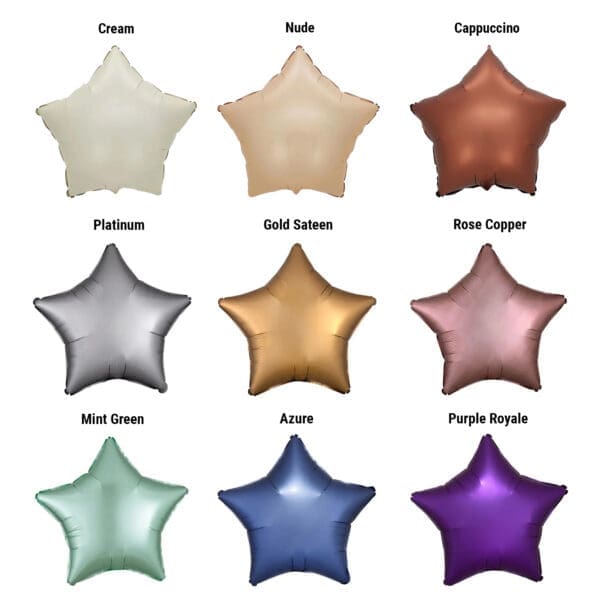 Satin Luxe Star Helium Foil Balloons - Selection 1