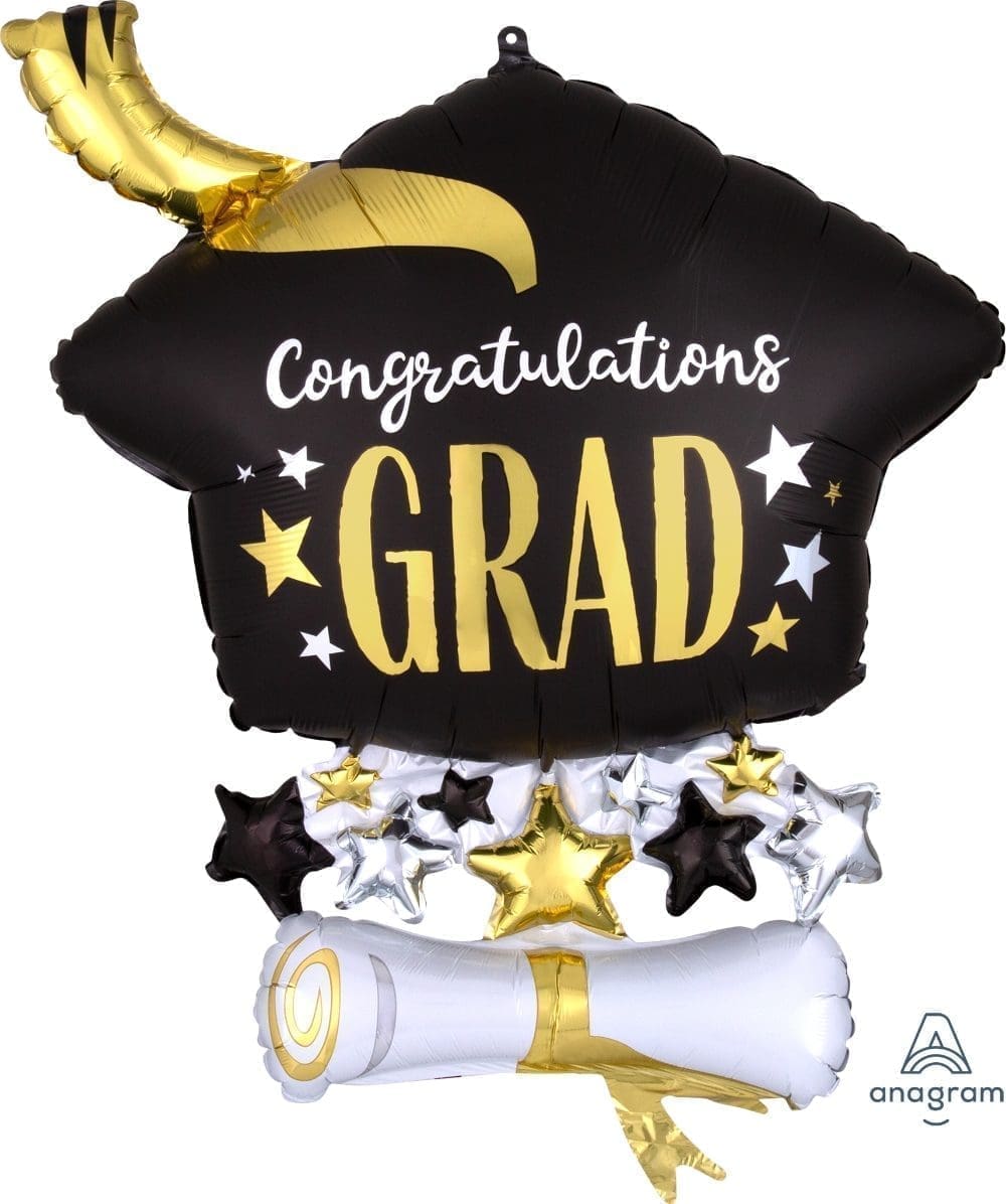 Satin Infused Cap & Diploma Foil Balloon (incl. Helium)