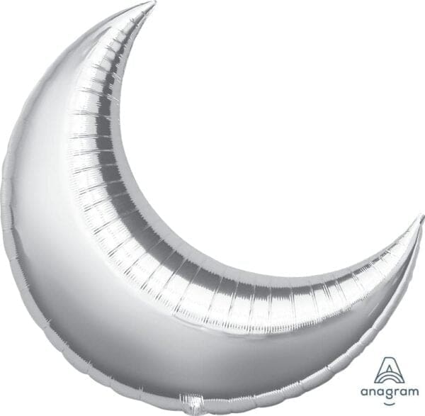 Silver Crescent SuperShape Foil Balloon (incl. Helium)