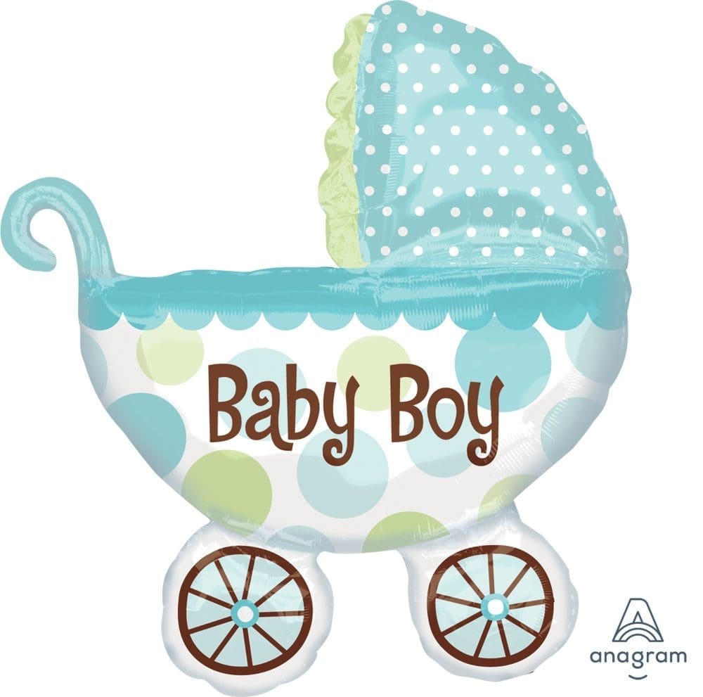 Baby Boy Buggy Foil Balloon (incl. Helium)