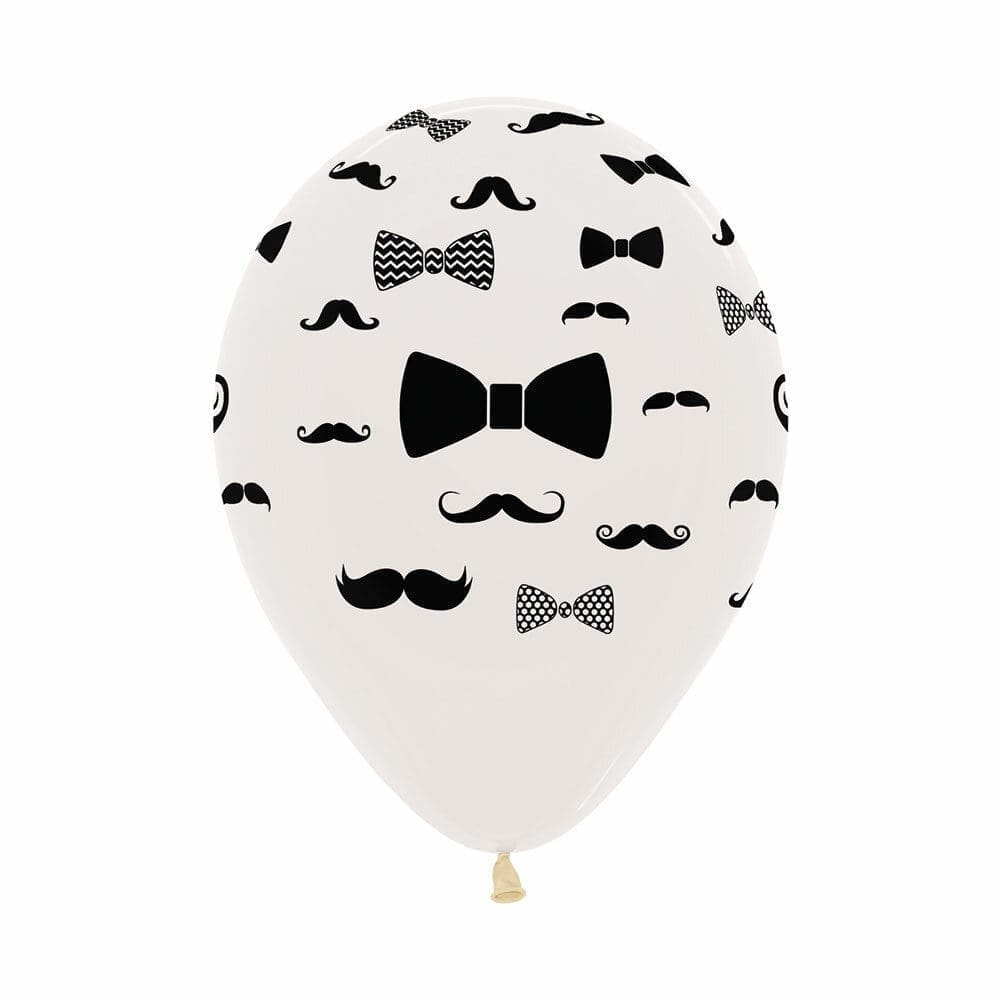 12" Moustaches and Bowties Infinity Helium Balloon