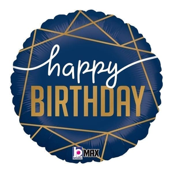 Navy Birthday Foil Balloon (Incl. Helium)
