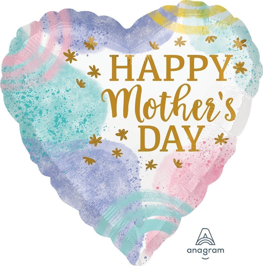 Happy Mother's Day Pastel Watercolour Foil Balloon (Incl. Helium)