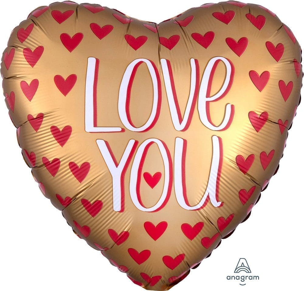 Satin Love You Gold Foil Balloon (Incl. Helium)