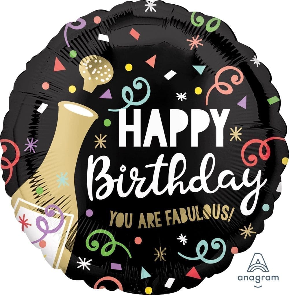 Happy Birthday Gold Bubbly Foil Balloon (Incl. Helium)