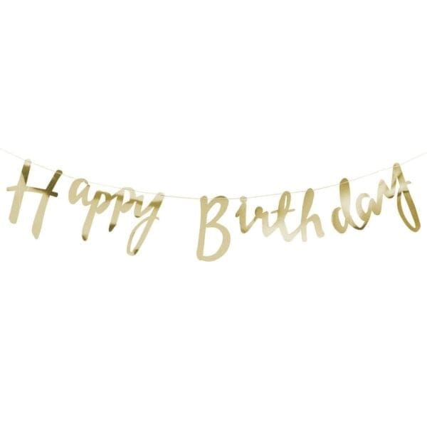 Happy Birthday Banner - Calligraphy (Gold)
