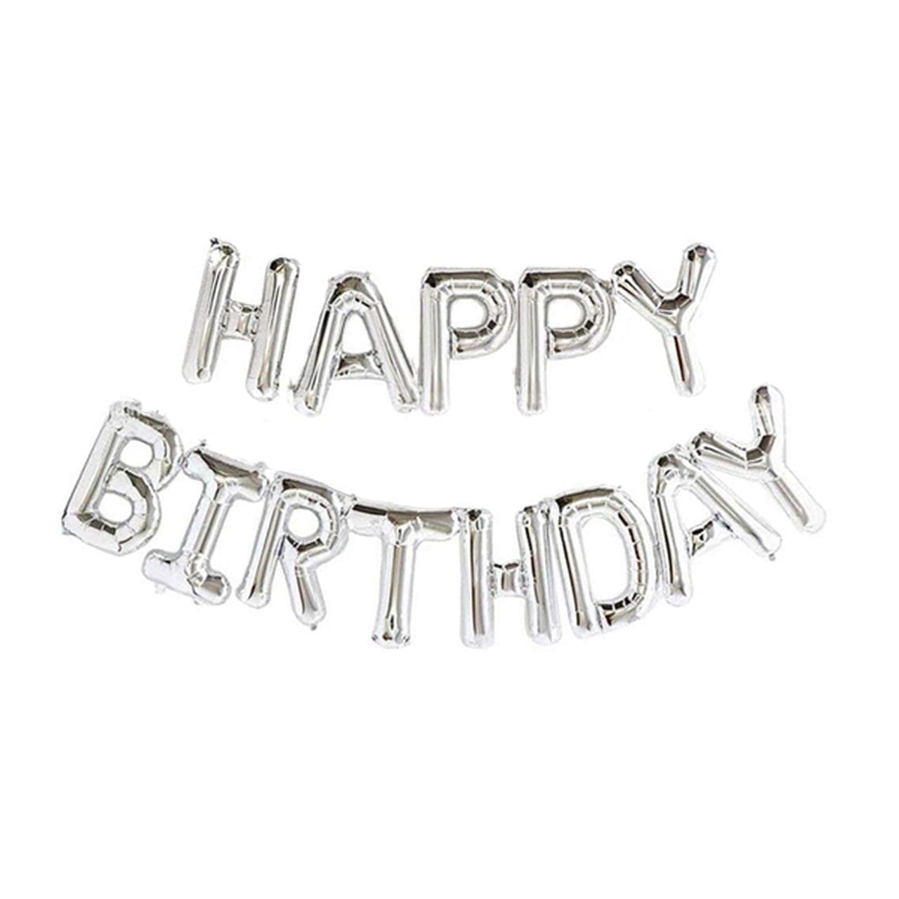 16" Happy Birthday Balloon Set - Silver (Air-filled)