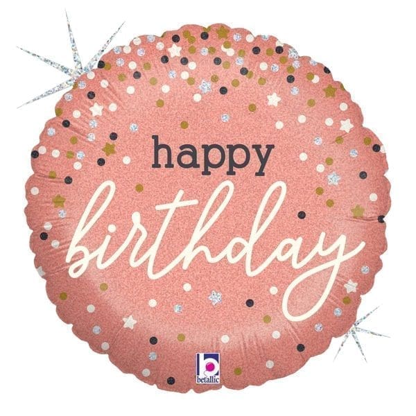 Rose Gold Confetti Birthday Foil Balloon (Incl. Helium)