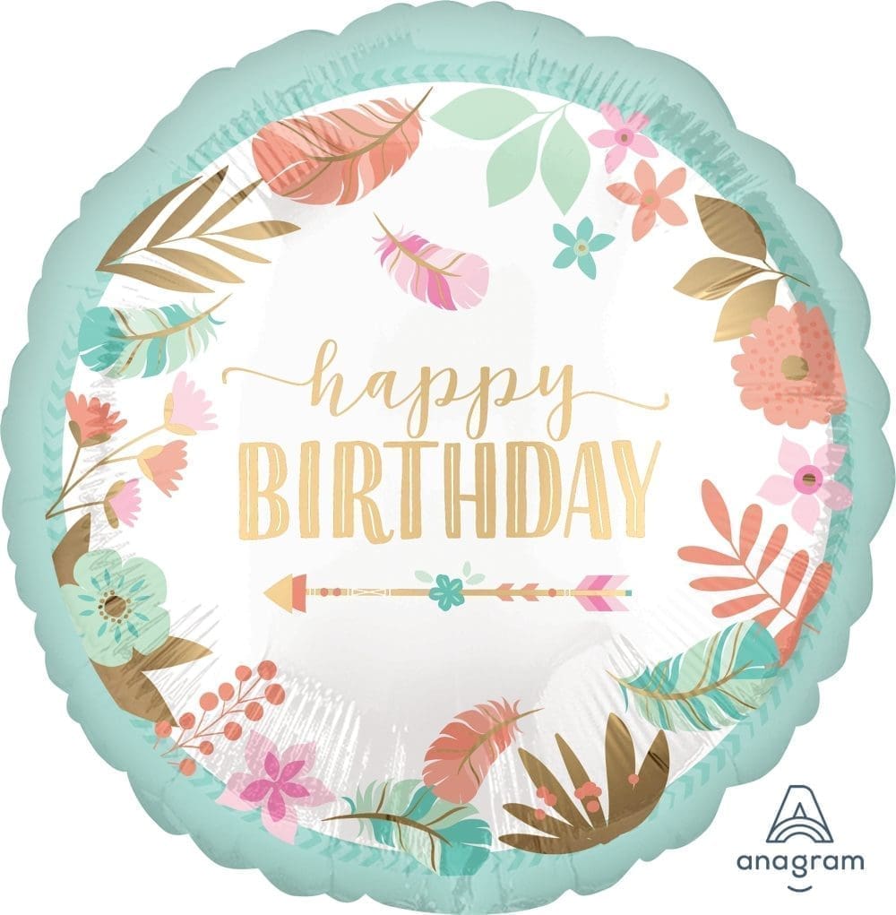 Boho Birthday Girl Foil Balloon (Incl. Helium)