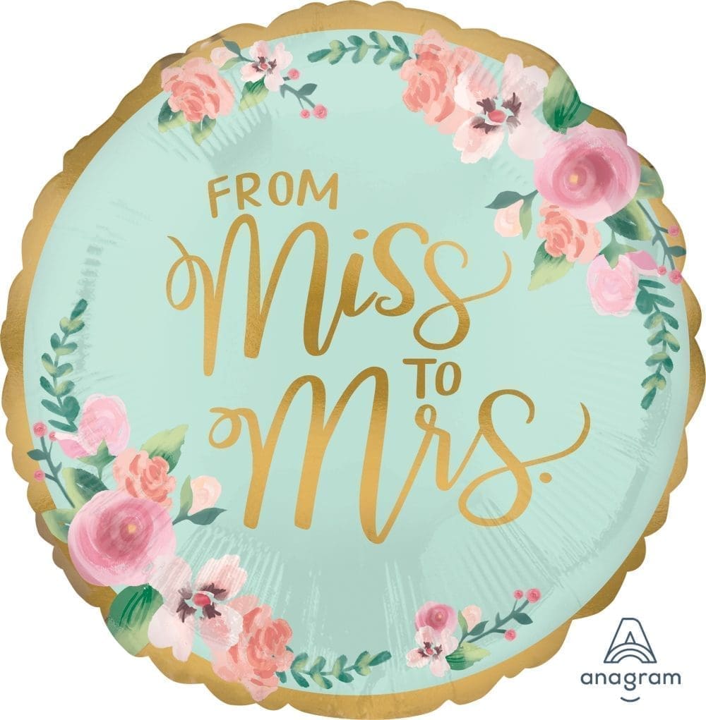 From Miss to Mrs Foil Balloon (Incl. Helium)