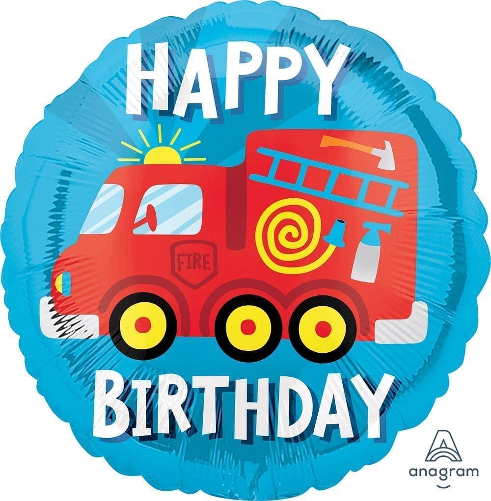 Happy Birthday Fire Truck Foil Balloon (Incl. Helium)