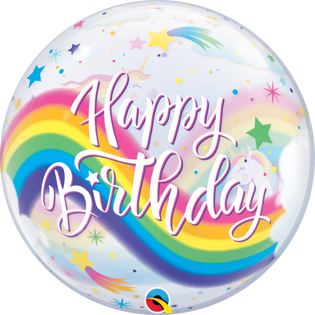 Birthday Rainbow Unicorns Deco Bubble (Incl. Helium)