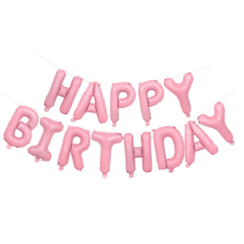 16" Happy Birthday Balloon Set - Bubblegum Pink (Air-filled)