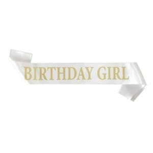 Birthday Girl Party Sash - White