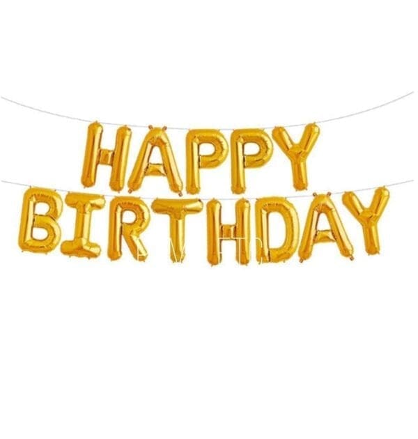 16" Happy Birthday Balloon Set - Gold (Air-filled)