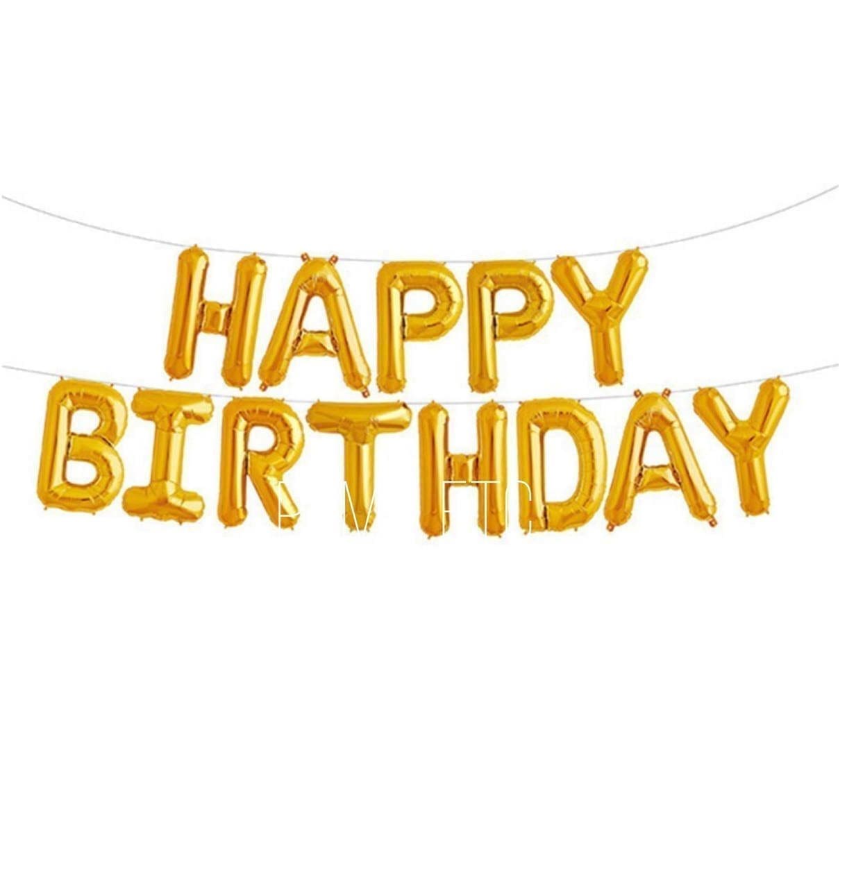 16" Happy Birthday Balloon Set - Gold (Air-filled)