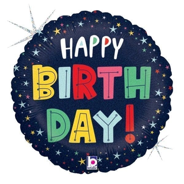 Birthday Colourful Stars Foil Balloon (Incl. Helium)