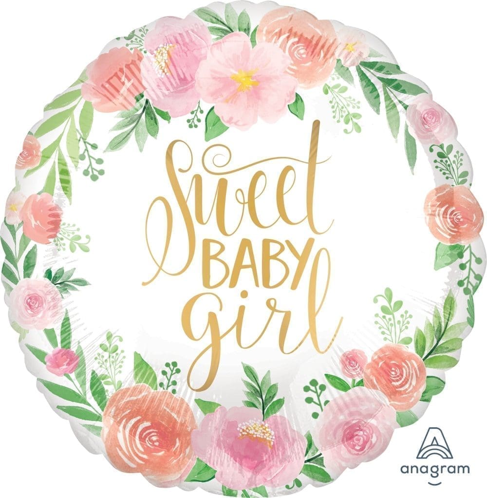 Floral Baby Girl Foil Balloon (Incl. Helium)