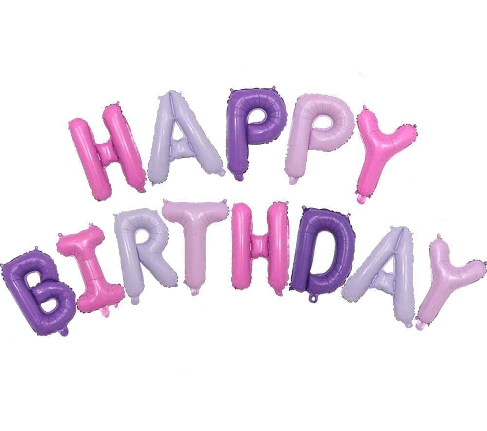 16" Happy Birthday Balloon Set - Purple (Air-filled)