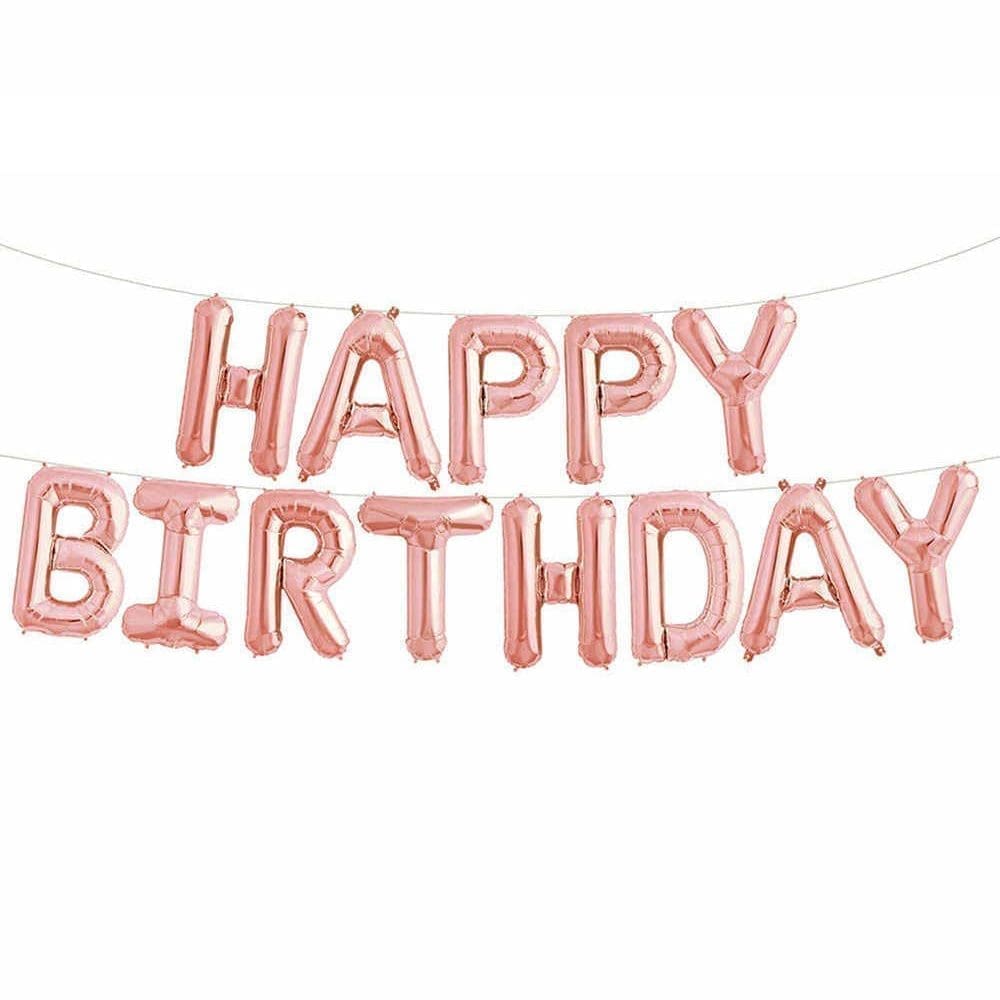 16" Happy Birthday Balloon Set - Rose Gold (Air-filled)