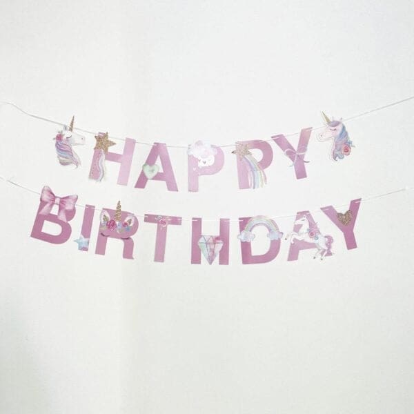 Happy Birthday Banner - Unicorn