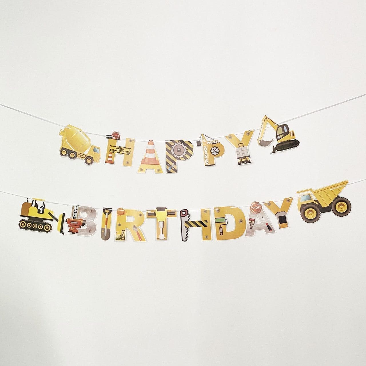 Happy Birthday Banner - Construction