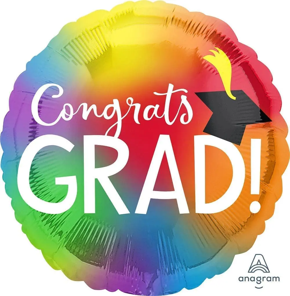 Colourful Congrats Grad Foil Balloon (Incl. Helium)