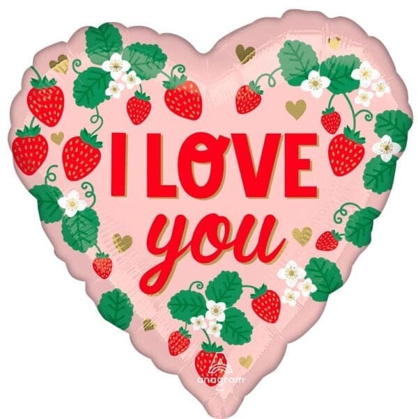 Love You Berry Much Strawberry Foil Helium Balloon
