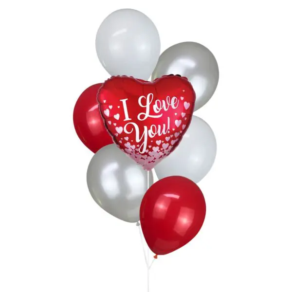 Rose Gold Hearts I Love You Valentine's Day Helium Balloon Bouquet