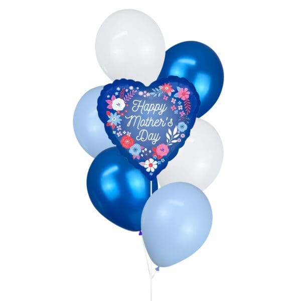 Blue Happy Mother's Day Artful Florals Helium Balloon Bouquet
