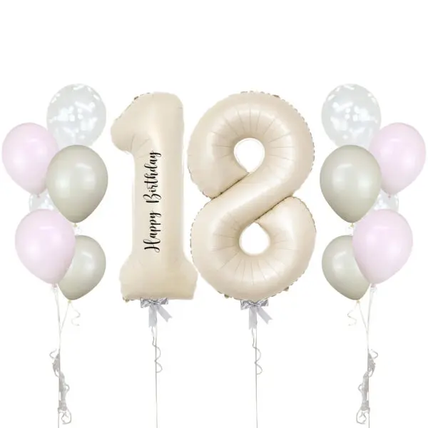 Double Number, Double Bunch Cream Helium Balloons Delivery