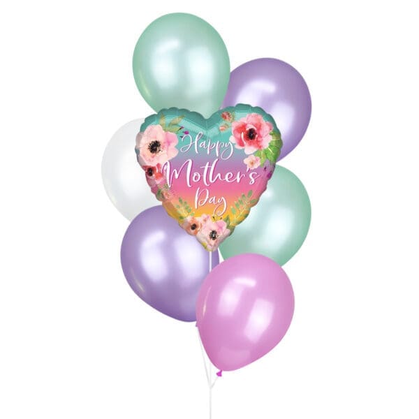 Flowers & Ombre Mother's Day Helium Balloon Bouquet
