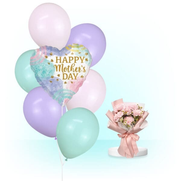 Mother's Day Collection: Pink Fresh Flowers, Pastel Pink Helium Balloons