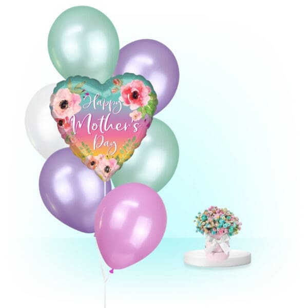 Mother's Day Collection: Rainbow Fresh Flowers, Rainbow Helium Balloons